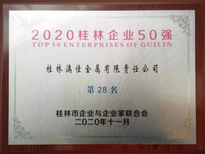 Guilin Lijia awarded “2020 Top 50 Enterprises of Guilin”